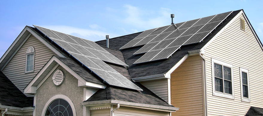 AmeriSun solar panels on shingle roof. 